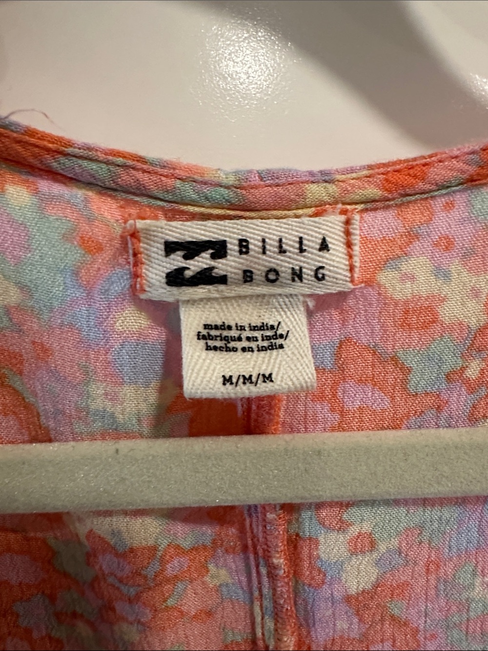 Billabong Coral Pink Mint Floral Top